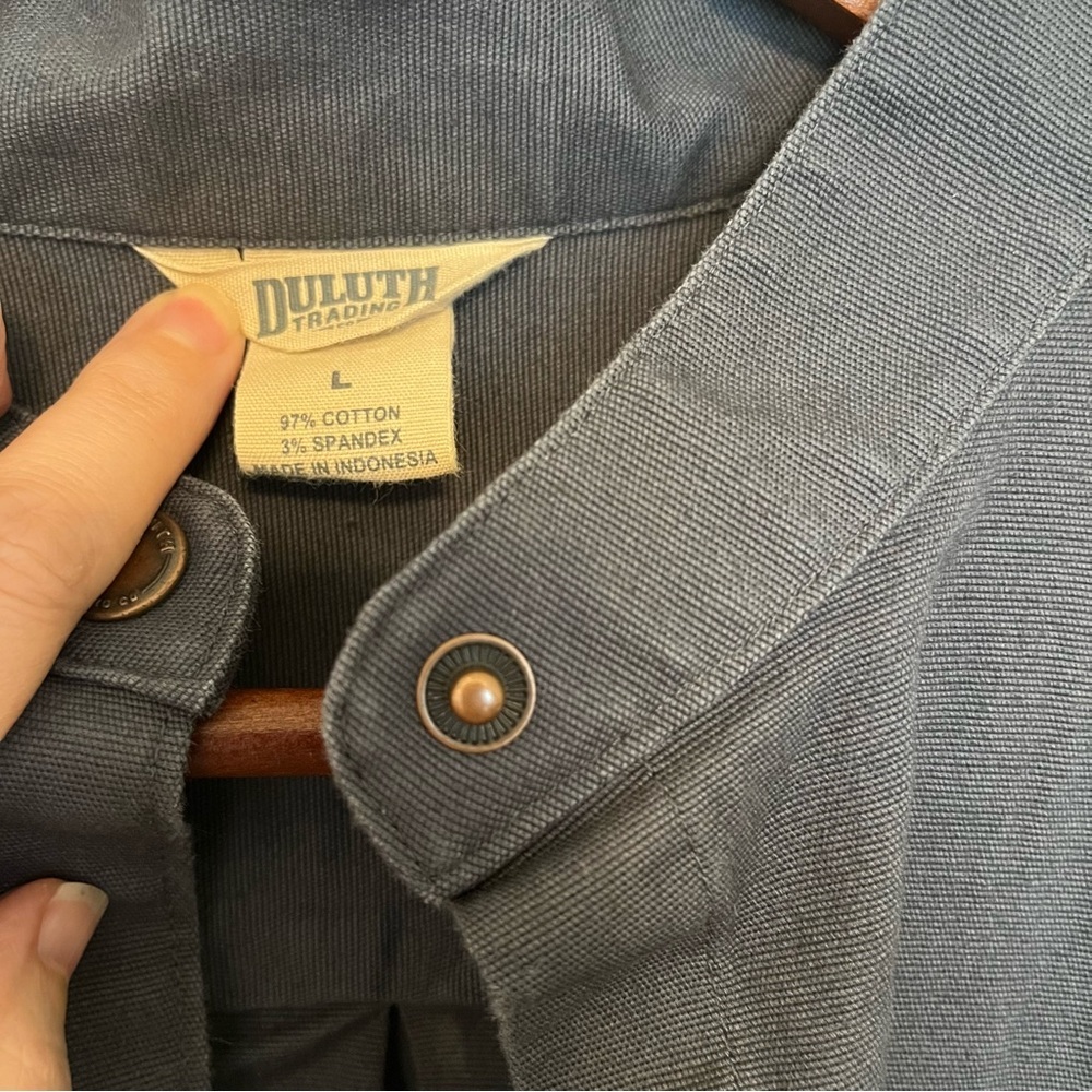 Duluth Trading Co Canvas Dark Gray Blue Utility Work Jacket Women's Large - Picture 4 of 15
